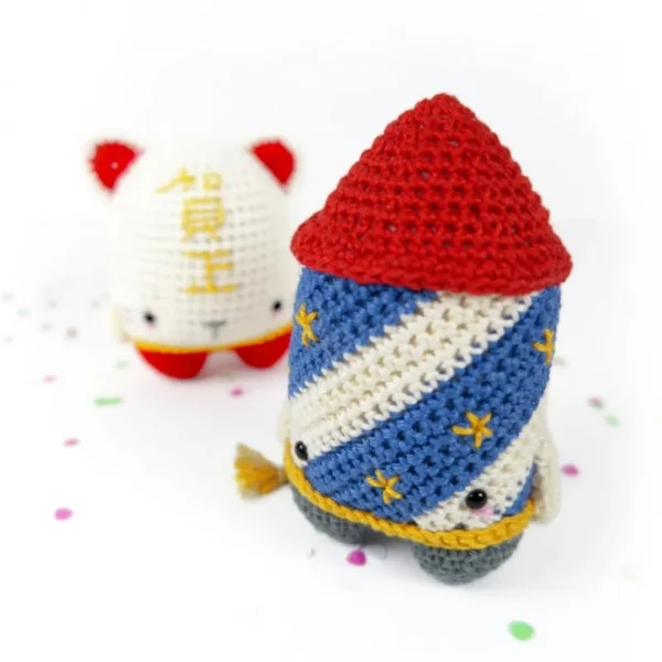 Christmas Crochet Patterns: Bottle, Rocket & Lucky Cat