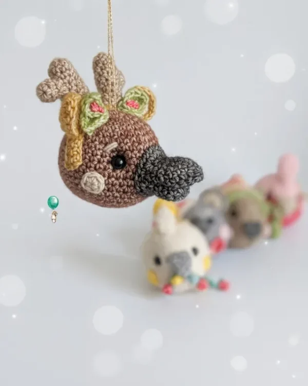 4 Australian Animal Crochet Pattern Christmas Bauble Set