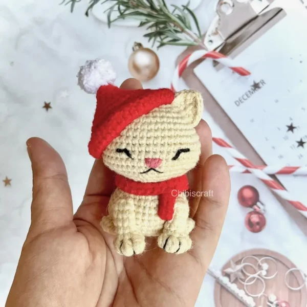 Christmas Kitty Crochet Amigurumi Pattern Easy DIY