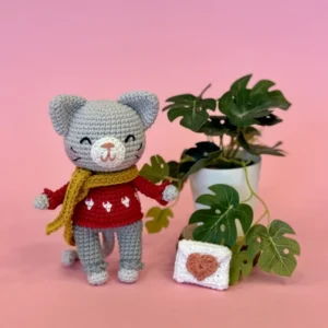 Graham the Valentine Cat Crochet Pattern | Amigurumi PDF